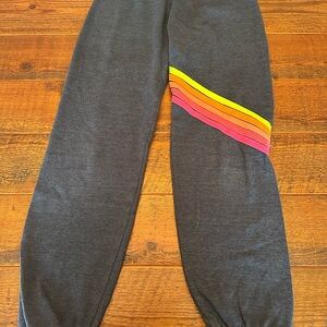 Aviator Nation Charcoal Joggers with Rainbow Stripe